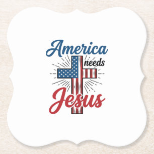 Dessous-de-verre En Papier Conception de t-shirt croix patriotique L'Amérique