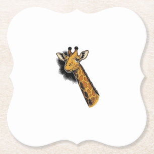 Dessous-de-verre En Papier Conception de T-shirt de girafe mignon gravé vinta