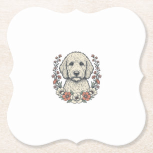 Dessous-de-verre En Papier Conception de T-Shirt de portrait de chien bouclé