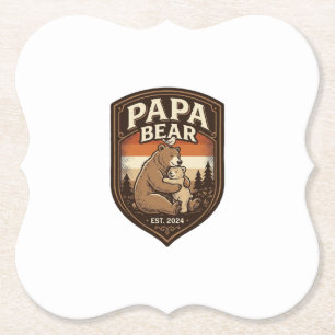 Dessous-de-verre En Papier Conception de t-shirt ours gravure vintage Papa Be