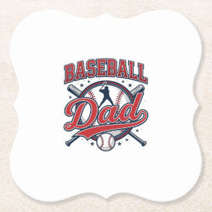 Dessous-de-verre En Papier Conception de T-shirt pour papa de baseball vintag