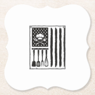Dessous-de-verre En Papier Conception de T-shirt Ustensiles de Cuisine Drapea