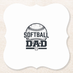 Dessous-de-verre En Papier Conception de T-Shirt Vectoriel Papa Softball Vint