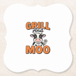 Dessous-de-verre En Papier Conception de T-Shirt vintage Grill And Moo Vache