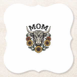 Dessous-de-verre En Papier Conception de vache des Highlands Maman Tournesol