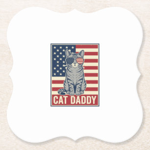 Dessous-de-verre En Papier Conception de vecteur de chat patriotique Cat Dadd
