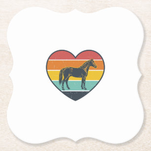 Dessous-de-verre En Papier Conception de vecteur de cheval de coeur de couche