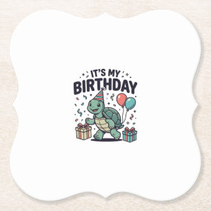 Dessous-de-verre En Papier Conception de vecteur de fête de tortue d'annivers