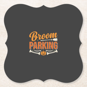 Dessous-de-verre En Papier Conception de vecteur de parking balai Halloween_1