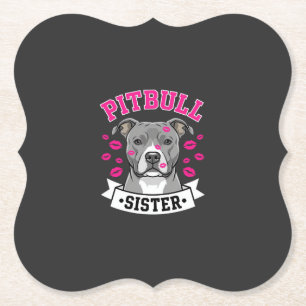 Dessous-de-verre En Papier Conception de vecteur de sœur de Pitbull amoureuse