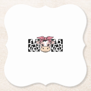 Dessous-de-verre En Papier Conception graphique de maman vache mignonne arc_1