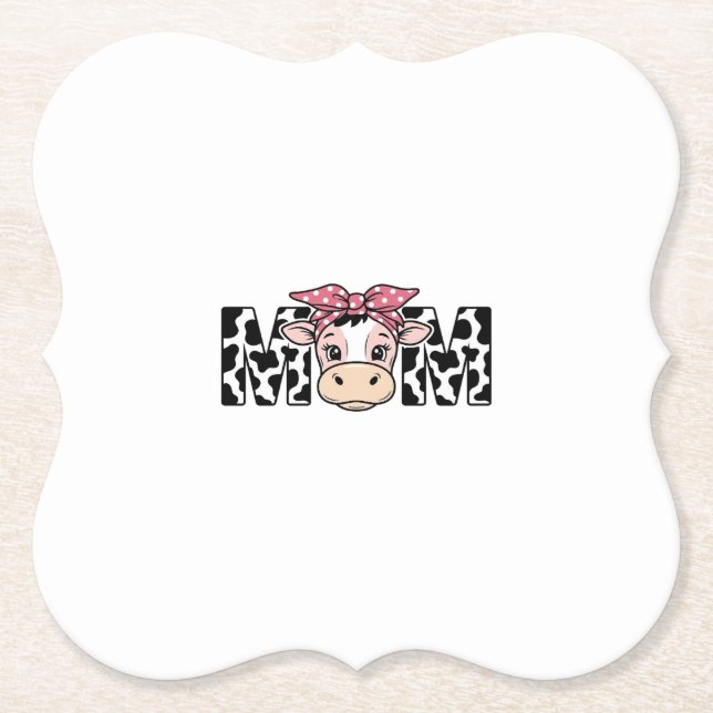 Dessous-de-verre En Papier Conception graphique de maman vache mignonne arc_1 (Devant)