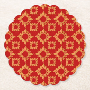 Dessous-de-verre En Papier Conception rouge et or ornementale