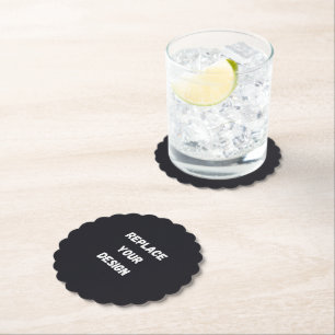 Dessous-de-verre En Papier Conception simple noire personnalisée Ajouter une