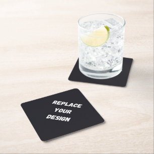 Dessous-de-verre En Papier Conception simple noire personnalisée Ajouter une