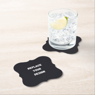 Dessous-de-verre En Papier Conception simple noire personnalisée Ajouter une