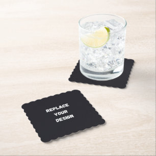 Dessous-de-verre En Papier Conception simple noire personnalisée Ajouter une