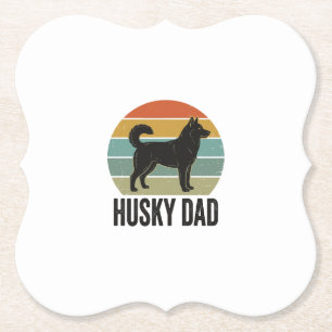 Dessous-de-verre En Papier Conception vectorielle de chien rétro Husky Papa V