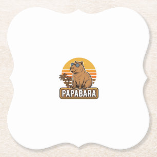 Dessous-de-verre En Papier Conception vectorielle de papa capybara rétro PAPA