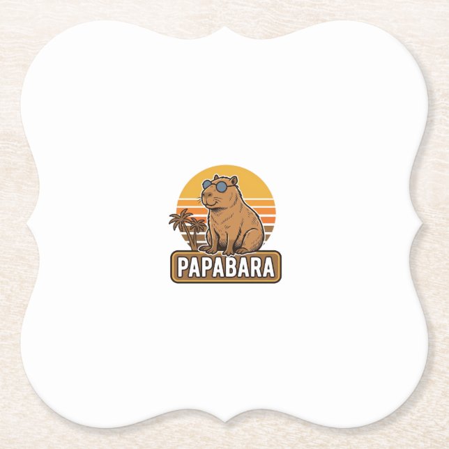 Dessous-de-verre En Papier Conception vectorielle de papa capybara rétro PAPA (Devant)