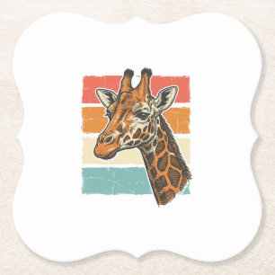 Dessous-de-verre En Papier Conception vectorielle de tête de girafe rétro vin