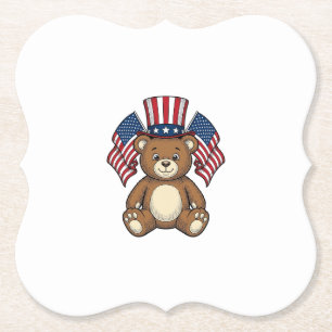 Dessous-de-verre En Papier Conception vectorielle d'ours en peluche patriotiq