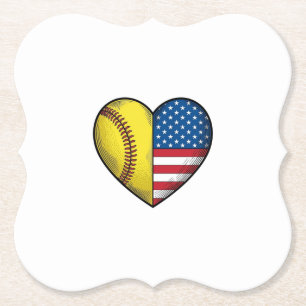 Dessous-de-verre En Papier Conception vectorielle vintage de softball USA dra