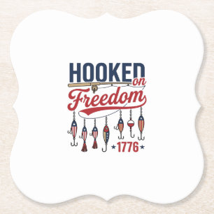 Dessous-de-verre En Papier Conçu pour le T-shirt de pêche patriotique accro à