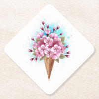Cône rose Sakura crème glacée gaufre