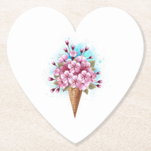 Dessous-de-verre En Papier Cône rose Sakura crème glacée gaufre
