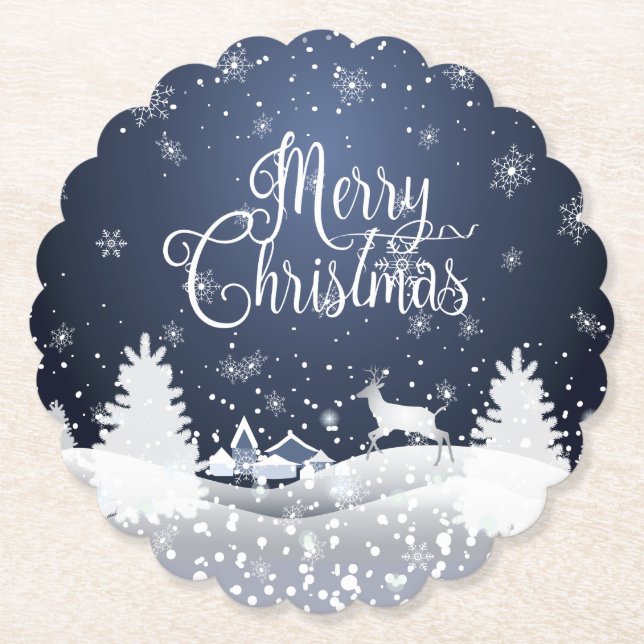 Dessous-de-verre En Papier Conte fée hivernale de Noël Imaginaire Rindeer nei (Devant)