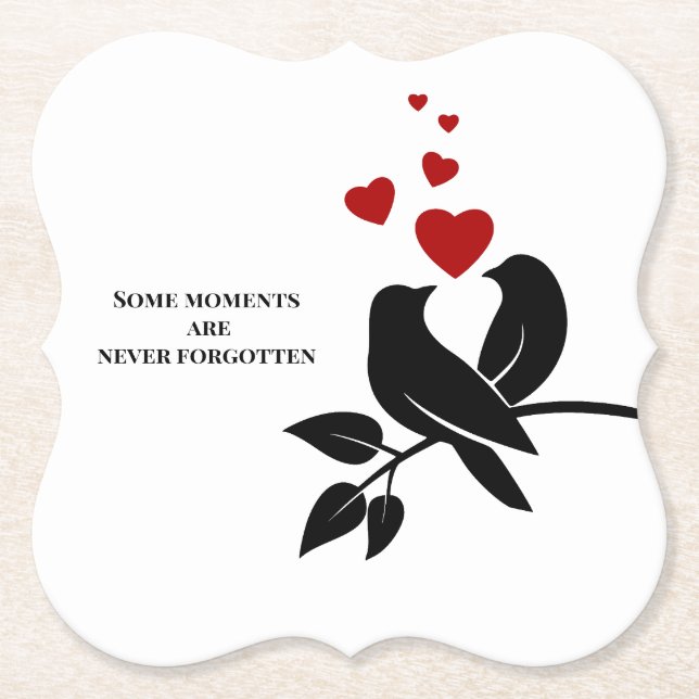 Dessous-de-verre En Papier cool birds with hearts (Devant)