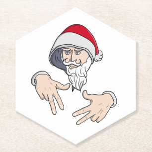 Dessous-de-verre En Papier Cool Gangsta Hip hop Rap de la main Père Noël