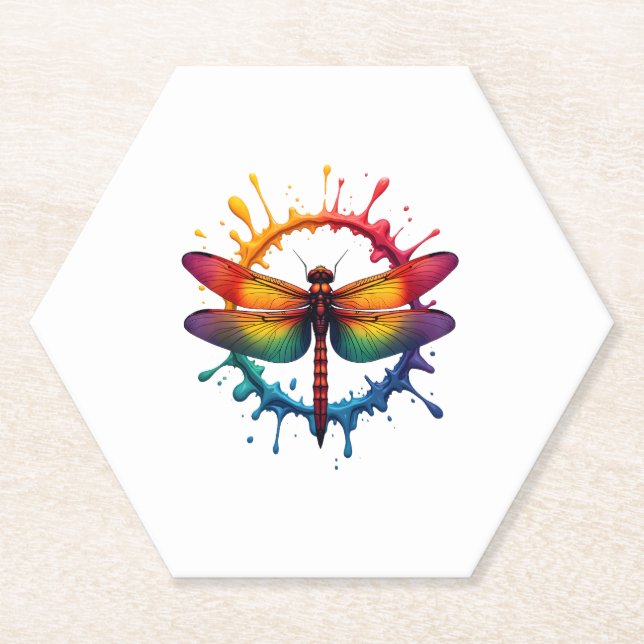 Dessous-de-verre En Papier Cool Graphic Tie Dye Lunettes de soleil Dragonfly  (Devant)