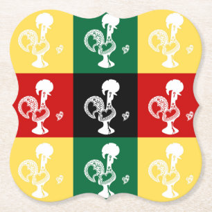 Dessous-de-verre En Papier Coq portugais de Barcelos coloré motif