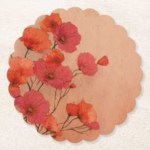 Dessous-de-verre En Papier Coquelicots rouges vintage magnifiques