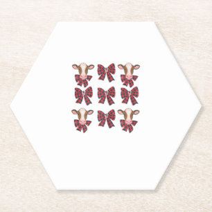 Dessous-de-verre En Papier Coquette Bow Noël Highland Cow Père Noël Cute Xma