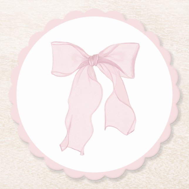 Dessous-de-verre En Papier Coquette Bow rose Anniversaire (Devant)