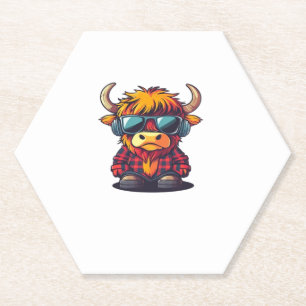 Dessous-de-verre En Papier Coquette Highland Cow Bubblegum Tshirt Design, Hol