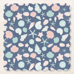 Dessous-de-verre En Papier Coquillages Côtiers Plage & Design Océan