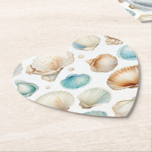 Dessous-de-verre En Papier Coquilles de plage Aqua Cream Shower de mariage