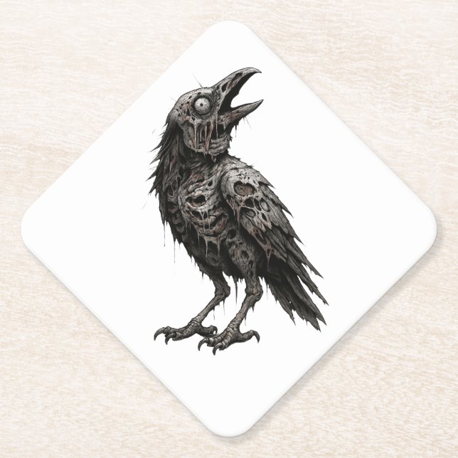 Dessous-de-verre En Papier Corbeau zombie (Devant)