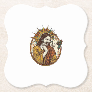 Dessous-de-verre En Papier Cordon d'écouteur de Jésus pris par la poignée de