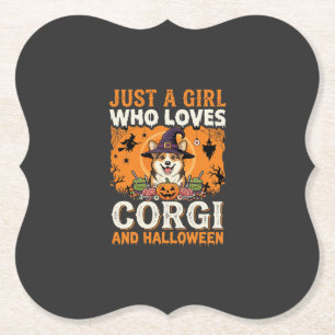 Dessous-de-verre En Papier Corgi Halloween Sorcière Fille Horreur Vintage