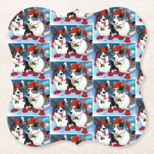 Dessous-de-verre En Papier Corgis de Noël