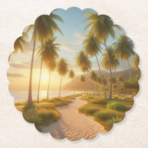 Dessous-de-verre En Papier coucher de soleil sur la plage des Caraïbes/tropic