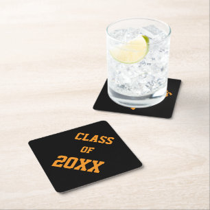 Dessous-de-verre En Papier Couleurs de l'école noir et orange et année de pro
