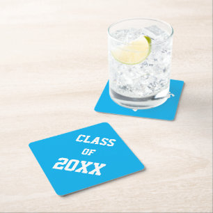 Dessous-de-verre En Papier Couleurs Sky Blue et White Class Graduation