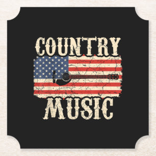 Dessous-de-verre En Papier Country Music Guitar American Flag