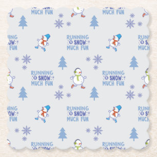 Dessous-de-verre En Papier Courses hivernales - Arbre de Noël de Snowman